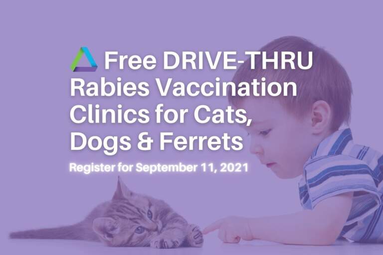 Free DRIVE-THRU Rabies Vaccination Clinics for Cats, Dogs & Ferrets!